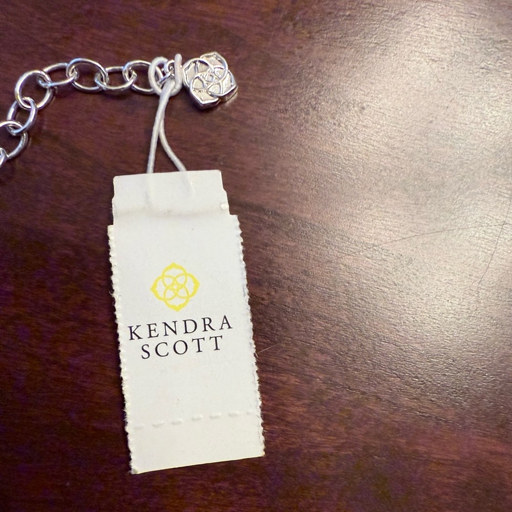 Kendra Scott Silver Layered Crystal Triangle Necklace NWT - Picture 13 of 15